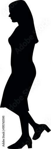 a woman walking body silhouette vector