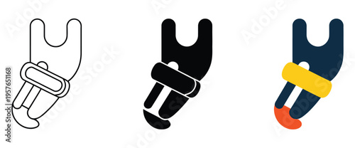 Cable lugs in different colors and designs, vector illustration set of electrical connectors, versatile icons for wiring, circuitry, and electrical engineering projects