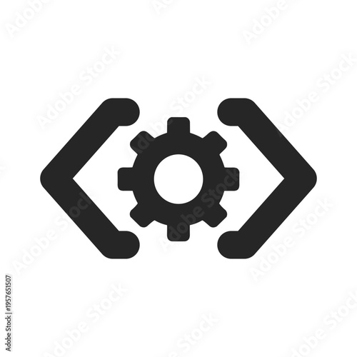 Code settings icon solid black icon vector illustration