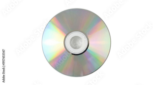 Compact disc CD DVD blank data storage media with iridescent rainbow reflection macro, Isolated on Transparent Background, png.