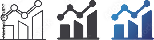 Professional Business Analytics Bar Graph and Data Point Chart Icon Set for Digital Marketing and Financial Reports