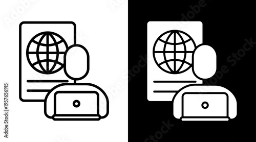 Nomad Visa Icon. Two-Tone Version On Black And White Background