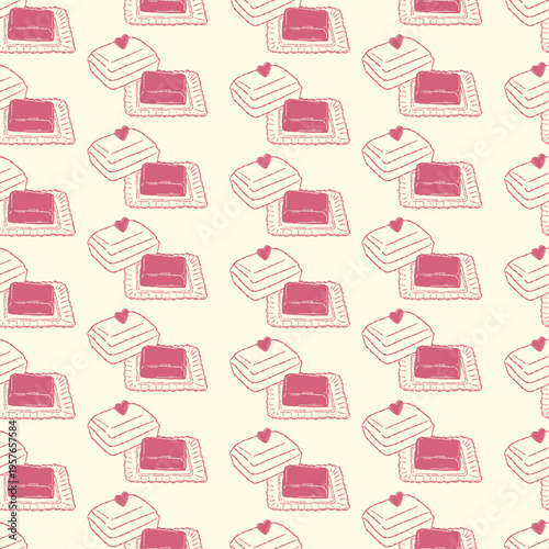 Butter dairy seamless pattern with hand drawn retro kitchen elements