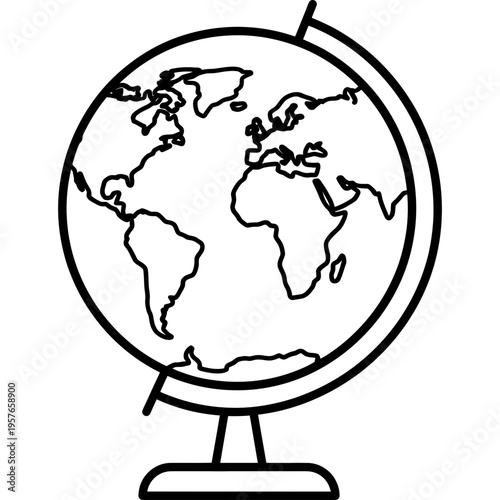 Minimalistic Earth globe on stand outline icon