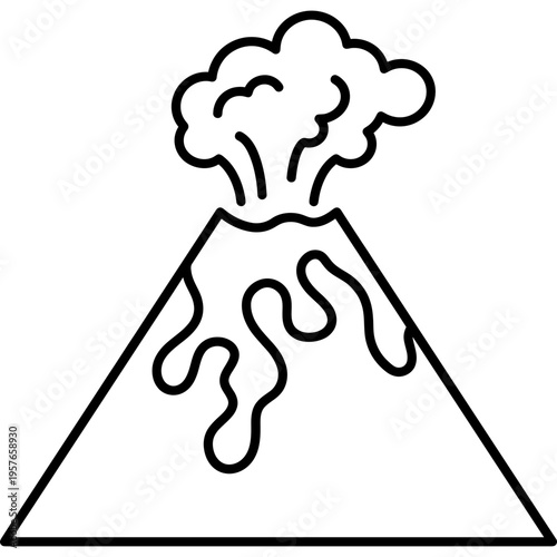 Minimalistic erupting volcano outline icon