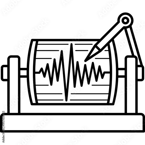 Minimalistic seismograph machine outline icon
