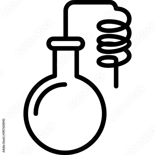 Minimalistic round bottom flask with condenser outline icon