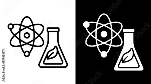 Science Icon. Two-Tone Version On Black And White Background