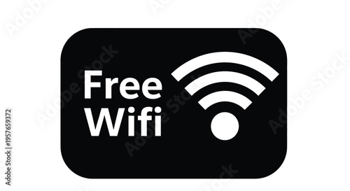 A black and white sign clearly indicates that free wireless internet access is available for users right now.