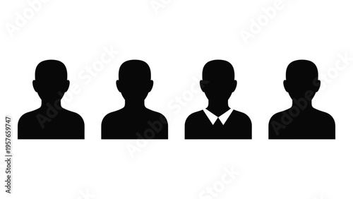 Four anonymous silhouettes representing people with slight variations in appearance