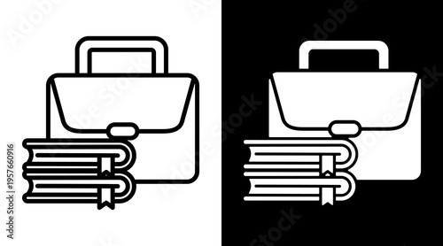 Bag Icon. Two-Tone Version On Black And White Background