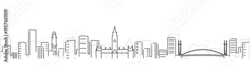 Manchester Simple Dark Lines Skyline on White Background