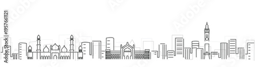 Lucknow Simple Dark Lines Skyline on White Background