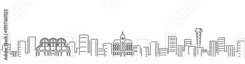 Curitiba Simple Dark Lines Skyline on White Background