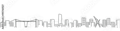 Bilbao Simple Dark Lines Skyline on White Background