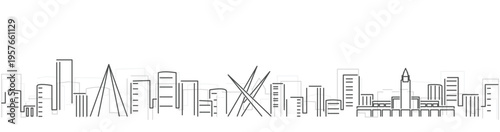 Goiania Simple Dark Lines Skyline on White Background