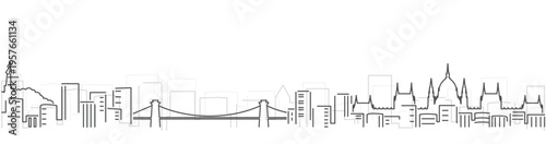 Budapest Simple Dark Lines Skyline on White Background