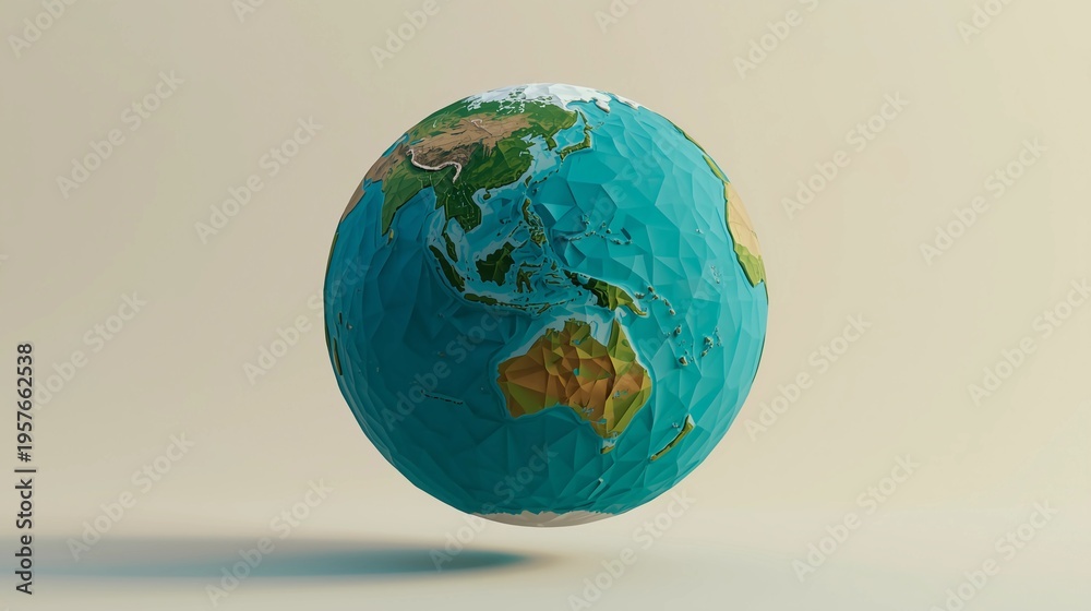 Fototapeta premium 3D Earth Globe Floating on Pink Pastel Background