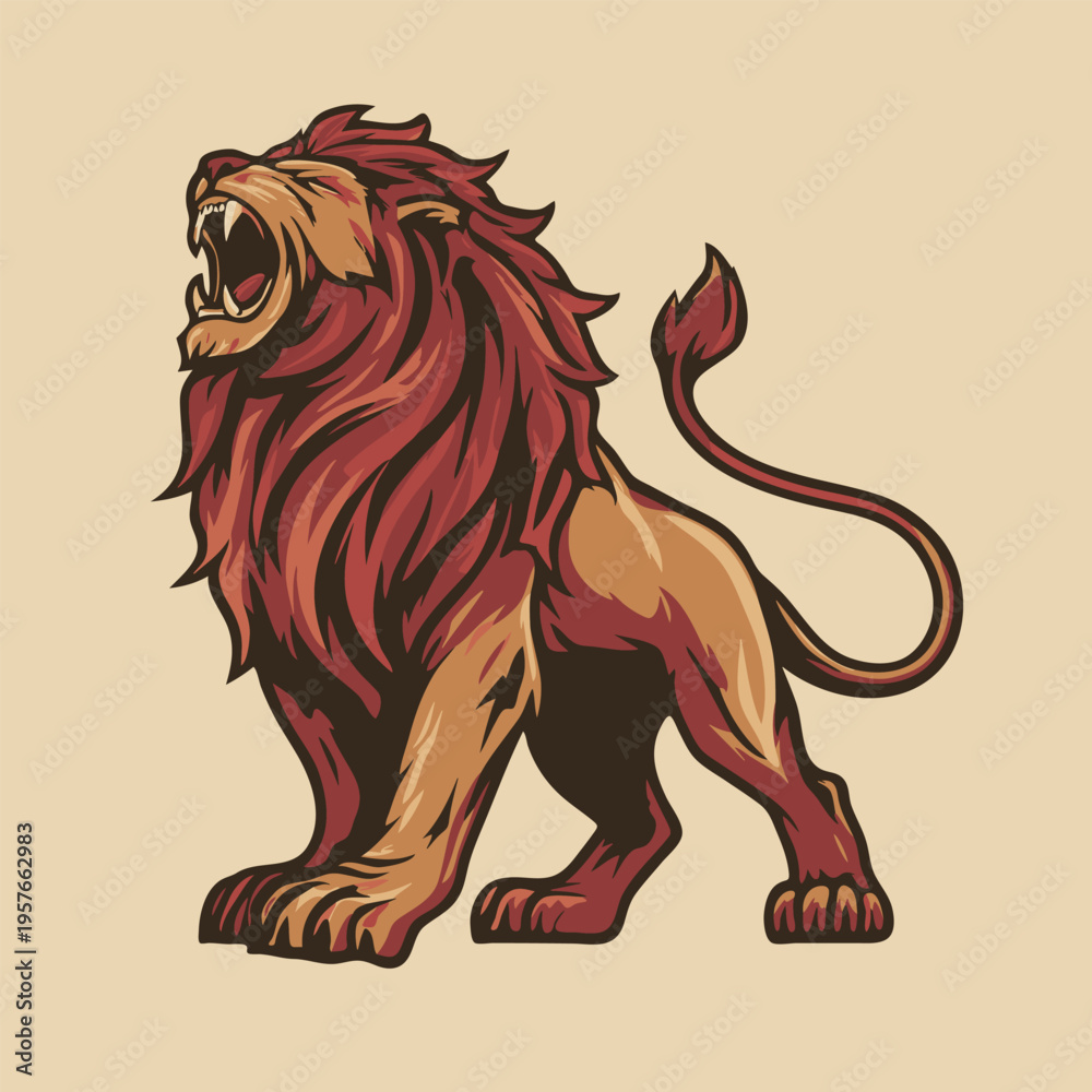 Obraz premium Lion Predator Badge Graphic for Apparel and Logo Design