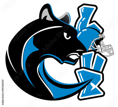 LOVE lettering featuring a football Ball as the “O” and a panther in Blue, black and silver tones. A bold, urban style perfect for sports-inspired street art and graffiti