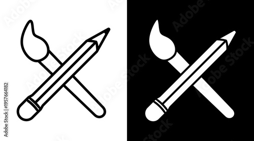 Art Icon. Two-Tone Version On Black And White Background