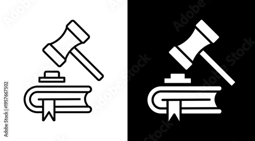 Verdict Icon. Two-Tone Version On Black And White Background