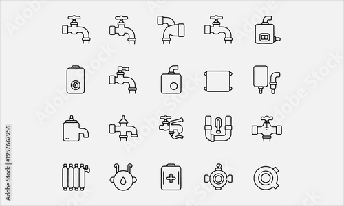 Fotografi Heating & Plumbing line editable icon set