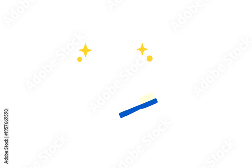 Minimalist illustration of a clean white tooth being brushed with a