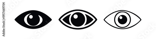 Stylized Eye Icon Set. Vision, Observation, Privacy, and Look Concept Vector Illustration.