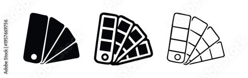 Color Palette Fan Icon Set. Design, Art, Swatch, and Color Selection Concept Vector Illustration.