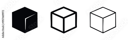 3D Cube Geometric Shape Icons for Design Elements, Objects, and Conceptualization