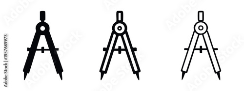 Engineering and Architectural Compass Divider Icons for Precision Drafting and Design Projects