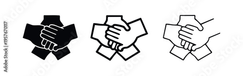 Interlocked Hands Agreement Icons Set