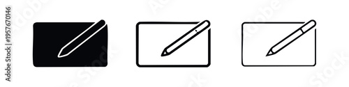 Stylus Pen on Tablet or Document Icons Set