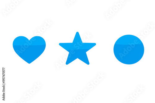 A minimalist illustration featuring three solid blue shapes arranged
