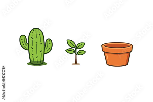 A vector illustration featuring three isolated elements on a white