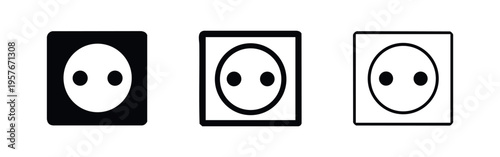 European Power Outlet Icon Set: Schuko Type F Electricity Socket Symbols