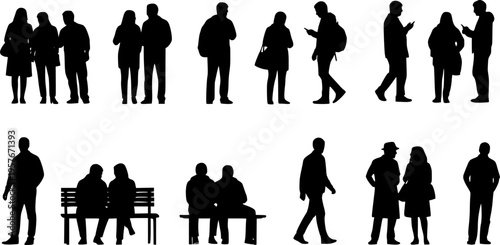 People silhouettes in elevation side view | Architecture people | silhouettes of people | 2D people | Section Elevation View | Architectural drawing people | characters