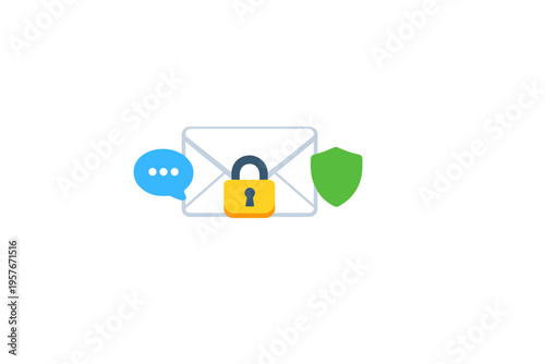 A flat vector illustration shows a white envelope with a yellow