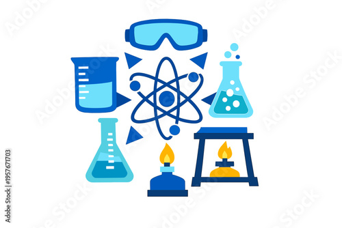 This scientific illustration showcases laboratory equipment such as