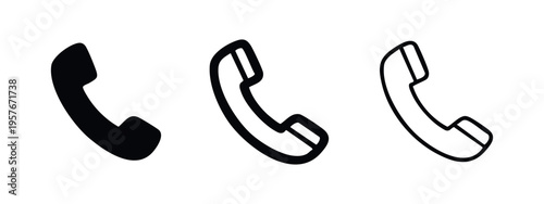Phone Call Icon Set - Telephone Receiver Symbol Collection, Contact Us Vector Graphic