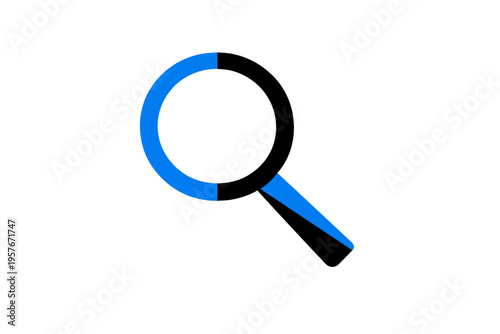 A minimalist illustration of a magnifying glass icon featuring a