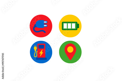 A set of four colorful circular icons isolated on a white background