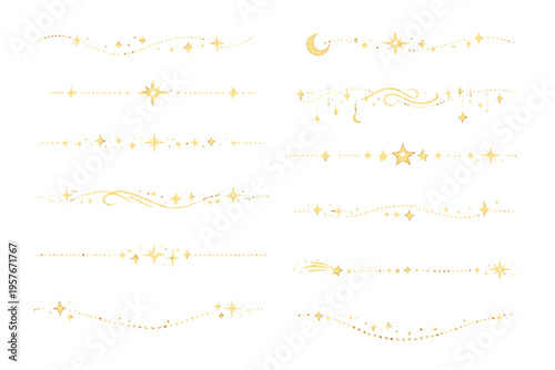 A collection of twelve golden celestial dividers featuring stars