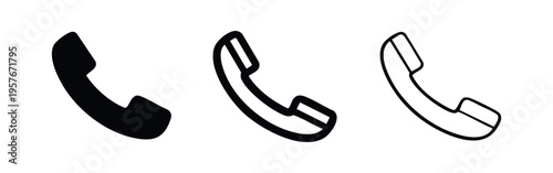 Phone Call Icon Set - Telephone Receiver Symbol Collection, Contact Us Vector Graphic