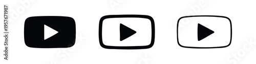 YouTube Play Button Icon Set - Video and Multimedia Interface Symbols