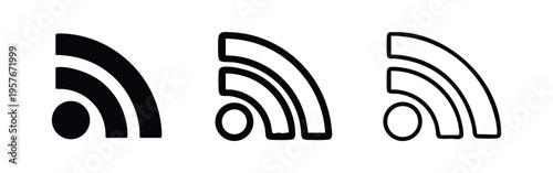 RSS Feed Icon Set - Digital Communication and Syndication Symbols
