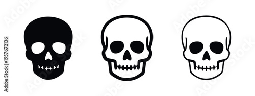 Human Skull Icon Set for Death and Halloween Concepts