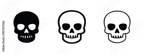 Human Skull Icon Set for Death and Halloween Concepts