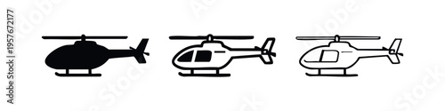 Helicopter Aircraft Icon Set for Aviation and Transport